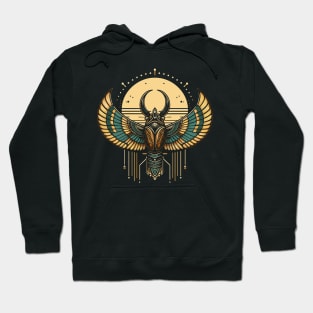 Minimal Egyptian Scarab Beetle Hieroglyphic Occult Esoteric Hoodie